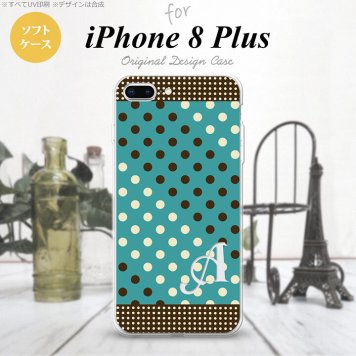 【iPhone8Plus】【スマホケース/スマホカバー】【アイフォン8プラス】iPhone8Plus スマホケース ケース アイフォン8プラス イニシャル ドット・水玉 青緑×茶 nk-ip8p-tp1654ini【メール便送料無料】