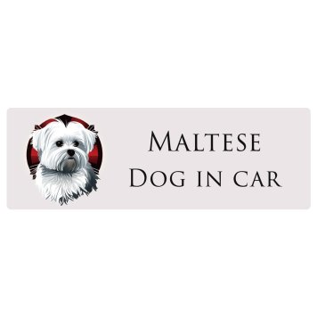 イラスト付 ドッグ カーステッカー Dog in Car マルチーズ B タイプ セーフティサイン 犬種別 長方形 15x5cm シール リア あおり運転対策 Dog Sticker 安全対策 カーサイン