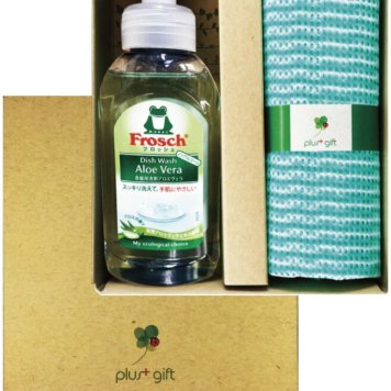 春の贈り物便りプラスギフトフロッシュFC 食器用洗剤（アロエヴェラ）（オーストリア）（100ml）・カウンタークロス×各1