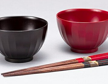 吟朱・溜　夫婦汁椀（箸付）（R) インテリア 漆器 盆 カタログギフト 景品 粗品