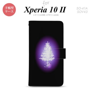 Xperia10 II 手帳型 スマホケース 全面印刷 おしゃれ ストラップホール有り ツリー 紫 nk-004s-xp102-dr628