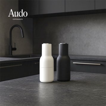 Audo Copenhagen ボトルグラインダー アッシュカーボン スチールトップ 2個セット[ソルトミル ペッパーミル セラミック おしゃれ スパイスミル 手動 オドーコペンハーゲン MENU 北欧]