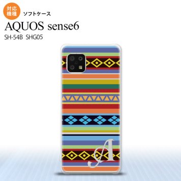 SH-54B SHG05 AQUOS sense6 スマホケース ソフトケース エスニック ボーダー カラフル +アルファベット メンズ レディース nk-sens6-tp1565i