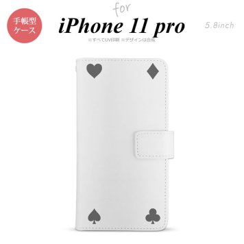 iPhone11Pro iPhone11 Pro 手帳型スマホケース カバー トランプ 四隅 グレー  nk-004s-i11p-dr521