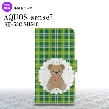 sense7 sense7 手帳型スマホケース カバー くま チェック レース 緑 2022年 11月発売 nk-004s-sens7-dr757