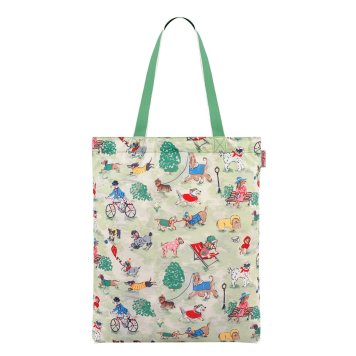 キャスキッドソン Cath Kidston エコバッグ トートバッグ 984546 105960117884102 SMALL FOLDAWAY TOTE PARK DOGS パーク ドッグ 折りたたみ式 トート ショルダーバッグ GREEN グリーン系＋ドッグ柄マルチカラー