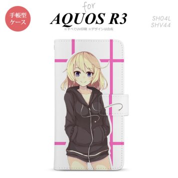 SH-04L/SHV44 AQUOS R3 手帳型スマホケース カバー 女の子 キャラ ピンク  nk-004s-r3-dr1327