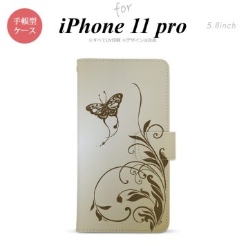 iPhone11Pro iPhone11 Pro 手帳型スマホケース カバー 蝶と草 ゴールド風  nk-004s-i11p-dr1635
