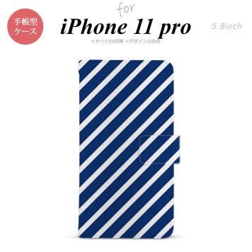 iPhone11Pro iPhone11 Pro 手帳型スマホケース カバー ストライプ 青 白  nk-004s-i11p-dr716
