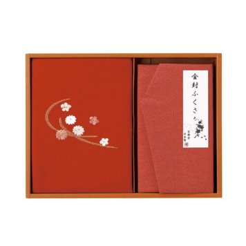 【送料無料・包装無料・のし無料】刺繍入り二巾風呂敷&金封ふくさ 赤 H023(B5) ギフト 敬老の日 入学祝い 卒業祝い 就職祝い 結婚祝い 誕生日 出産祝い 引越祝い 香典返し 新盆 初盆 御礼 お中元 内祝い 快気祝い ご挨拶 志 法事