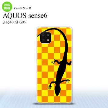 SH-54B SHG05 AQUOS sense6 スマホケース ハードケース トカゲ 市松 黄 メンズ レディース nk-sens6-861