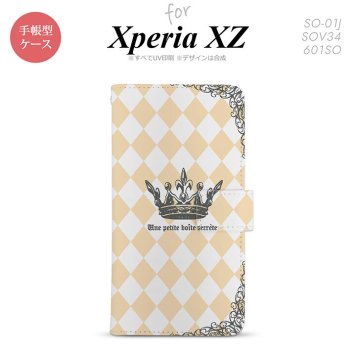 【手帳型 スマホ カバー ケース】【SO01J】【エクスペリア XZ 】手帳型 ケース SO-01J スマホ カバー XPERIA XZ エクスペリア 王冠 オレンジ nk-004s-so01j-dr1453【メール便送料無料】