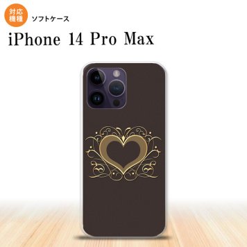 iPhone14 ProMax iPhone14 Pro Max スマホケース 背面ケースソフトケース ハート 飾り 茶 2022年 9月発売 nk-i14pm-tp611
