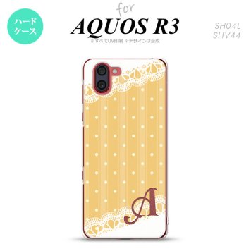 SH-04L SHV44 R3 AQUOS R3 スマホケース カバー ドット レース C 黄 +アルファベット nk-r3-1613i