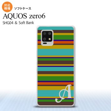 SHG04 SHG04 ZERO6 AQUOS zero6 スマホケース ソフトケース ボーダー ターコイズ +アルファベット メンズ レディース nk-zero6-tp702i