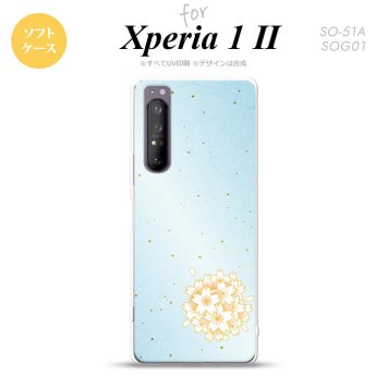 Xperia 1 II 5G スマホケース 背面カバー ストラップホール有り ソフトケース 和柄 サクラ 青 ストラップホール おしゃれ かわいい かっこいい メンズ レディース nk-xp12-tp1275