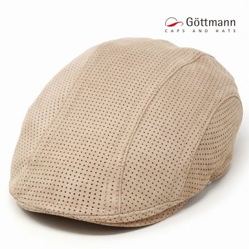 Gottmann ハンチング レザー メンズ 大きいサイズ 春夏 ゴットマン 帽子 リアルレザー メッシュ ハンチング帽 父の日 ギフト ベージュ 男性 誕生日 プレゼント ギフト包装 ラッピング