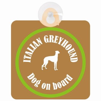 Itallan Greyhound イタリアングレーハウンド ブラウン＆グリーン 車 窓ガラス 吸盤タイプ DOG IN CAR かっこいい おしゃれ 犬 シルエット アメ雑風 カラフル ドッグインカー ドッグオンボード 安全対策 セーフティサイン デコ 外出 ドライブ カーサイン 吸盤