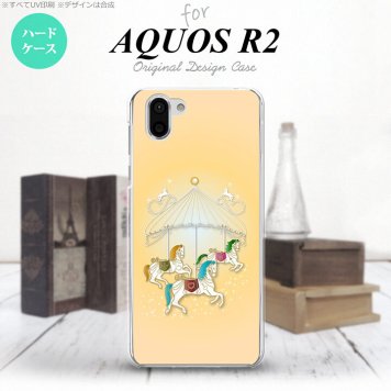 AQUOS R2 アクオス アール2 SH-03K SHV42 専用 スマホケース カバー ハードケース メリーゴーランド 黄 nk-r2-313[スマホ,スマホケース,スマホカバー,ケース,カバー,ジャケット]