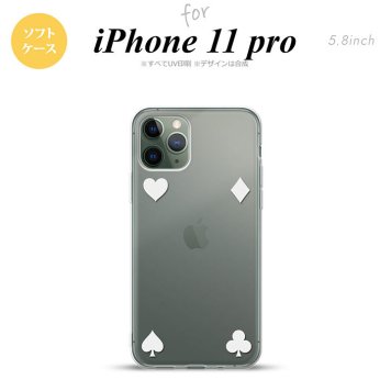 iPhone11Pro iPhone11 Pro スマホケース ソフトケース トランプ 四隅 白 メンズ レディース nk-i11p-tp522