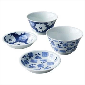 波佐見焼 藍花 取皿お好み丼ペア 31101  内祝 内祝い お祝 御祝 記念品 出産内祝い プレゼント 快気祝い 粗供養 引出物