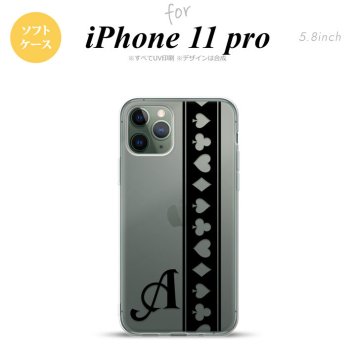 iPhone11Pro iPhone11 Pro スマホケース ソフトケース トランプ 帯 黒 クリア +アルファベット メンズ レディース nk-i11p-tp528i