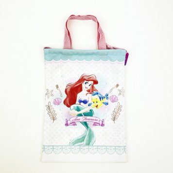 ディズニー プリンセス リトルマーメイド アリエル 持ち手付き巾着 アイボリー ランチ スクール Disney