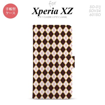 【手帳型 スマホ カバー ケース】【SO01J】【エクスペリア XZ 】手帳型 ケース SO-01J スマホ カバー XPERIA XZ エクスペリア アーガイル 黒×赤 nk-004s-so01j-dr1401【メール便送料無料】