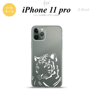 iPhone11Pro iPhone11 Pro スマホケース ソフトケース 虎 アップ クリア 白 メンズ レディース nk-i11p-tp563