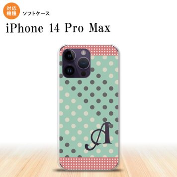 iPhone14 ProMax iPhone14 Pro Max スマホケース 背面ケースソフトケース ドット 水玉 C ミント ピンク +アルファベット 2022年 9月発売 nk-i14pm-tp1651i