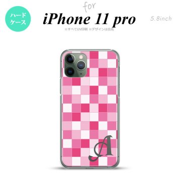 iPhone11Pro iPhone11 Pro スマホケース ハードケース スクエア モザイク ピンク +アルファベット メンズ レディース nk-i11p-1018i