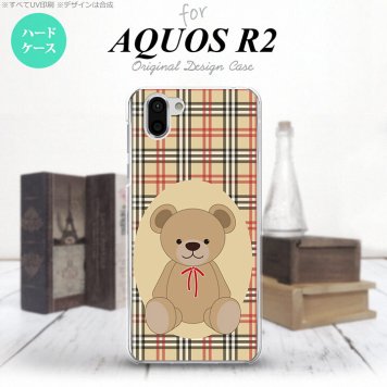 AQUOS R2 アクオス アール2 SH-03K SHV42 専用 スマホケース カバー ハードケース くま(A) 茶×赤 nk-r2-752[スマホ,スマホケース,スマホカバー,ケース,カバー,ジャケット]