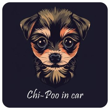 ドッグ カーステッカー イラスト付 Dog in Car チワプー Aタイプ セーフティサイン 犬種別 正方形 13x13cm シール リア あおり運転対策 Dog Sticker 屋外 屋内 防水 かわいい おしゃれ 安全対策 カーサイン