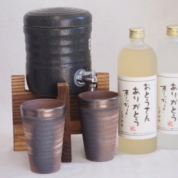 国産美濃焼 天正黒釉焼酎サーバー1200cc木代付セット(13.5×15.5cm 1.6キロ)13