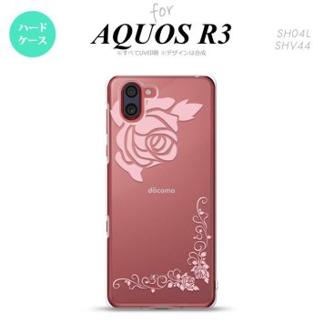 SH-04L SHV44 R3 AQUOS R3 スマホケース カバー バラ A クリア ピンク nk-r3-1067