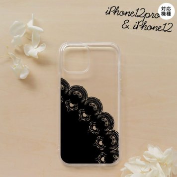 iPhone12/iPhone12pro iPhone12 / iPhone12pro スマホケース ソフトケース レース A 黒 メンズ レディース nk-i12-tp722