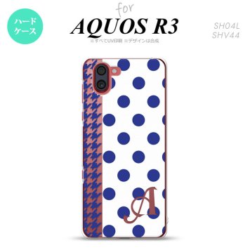 SH-04L SHV44 R3 AQUOS R3 スマホケース カバー ドット 千鳥 青 +アルファベット nk-r3-1512i