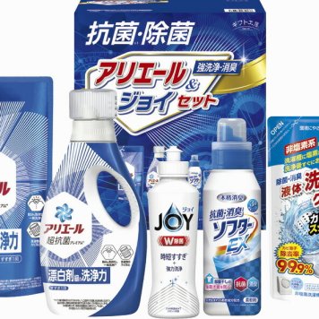 春の贈り物便り抗菌除菌・アリエール＆ジョイセット ギフト工房 P&Gアリエールジェル（720g）・P&Gアリエールジェル詰替用（405g）・抗菌消臭ソフターEX・液体洗たく槽クリーナー（各350g）・P&G除菌ジョイ（170ml）×各1