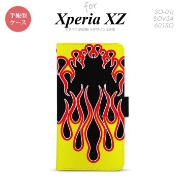 【手帳型 スマホ カバー ケース】【SO01J】【エクスペリア XZ 】手帳型 ケース SO-01J スマホ カバー XPERIA XZ エクスペリア ファイヤー 黒×黄 nk-004s-so01j-dr1301【メール便送料無料】