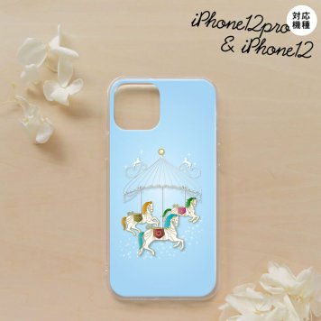 iPhone12/iPhone12pro iPhone12 / iPhone12pro スマホケース ソフトケース メリーゴーラウンド 水色 メンズ レディース nk-i12-tp312
