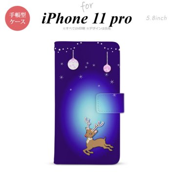 iPhone11Pro iPhone11 Pro 手帳型スマホケース カバー トナカイ 青  nk-004s-i11p-dr644