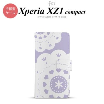 【手帳型 スマホ カバー ケース】【SO02K】【エクスペリア XZ1】手帳型 ケース SO-02K スマホ カバー Xperia XZ1 Compact エクスペリア レース・クリア 紫 nk-004s-so02k-dr1486【メール便送料無料】