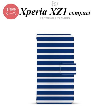 【手帳型 スマホ カバー ケース】【SO02K】【エクスペリア XZ1】手帳型 ケース SO-02K スマホ カバー Xperia XZ1 Compact エクスペリア ボーダー 青×白 nk-004s-so02k-dr709【メール便送料無料】