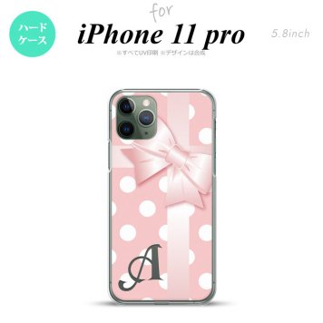 iPhone11Pro iPhone11 Pro スマホケース ハードケース ドット リボン ピンク +アルファベット メンズ レディース nk-i11p-303i