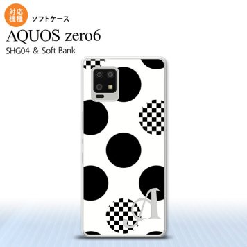 SHG04 SHG04 ZERO6 AQUOS zero6 スマホケース ソフトケース 水玉 A 白 黒 +アルファベット メンズ レディース nk-zero6-tp1112i