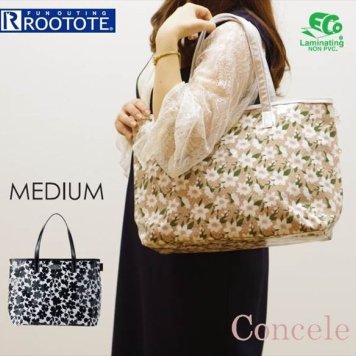 Rootote ルートート トートバッグ サイドポケット ラミネート 肩掛け 花柄 A4 ショルダー ビジネス レディース 大容量