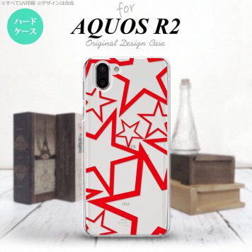 AQUOS R2 アクオス アール2 SH-03K SHV42 専用 スマホケース カバー ハードケース 星 クリア×赤 nk-r2-1116[スマホ,スマホケース,スマホカバー,ケース,カバー,ジャケット]