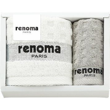 【直送】renoma レノマ フェイスタオル タオルハンカチ セット [26-7515-066] RE2620 綿100% ベトナム製 フェイスタオル1枚 タオルハンカチ1枚 贈り物 ギフト プレゼント 内祝い お返し