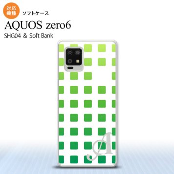 SHG04 SHG04 ZERO6 AQUOS zero6 スマホケース ソフトケース スクエア ドット 緑 +アルファベット メンズ レディース nk-zero6-tp1367i