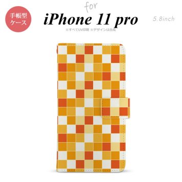 iPhone11Pro iPhone11 Pro 手帳型スマホケース カバー スクエア モザイク オレンジ  nk-004s-i11p-dr1015